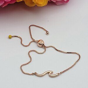 Pura Vida WAVE Bracelet Rose Gold Tone Slider Chain OS